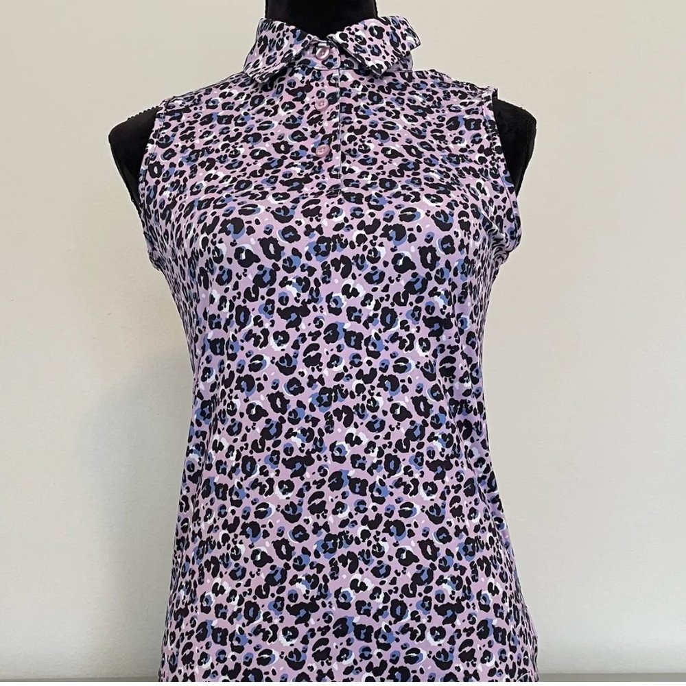CS Ladies Sleeveless Cheetah Print Polo